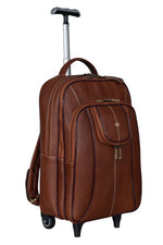 BRAND LEATHER Rolling Backpack Wheeled Laptop Backpack for Travel, Carryon Trolley Luggage Suitcase Compact Business Bag Student Laptop Bag for Men Women fit 16 Inch Notebook