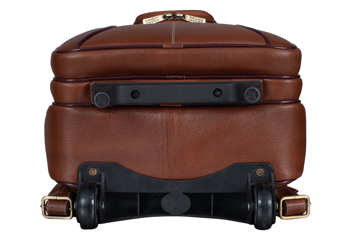 BRAND LEATHER Rolling Backpack Wheeled Laptop Backpack for Travel, Carryon Trolley Luggage Suitcase Compact Business Bag Student Laptop Bag for Men Women fit 16 Inch Notebook