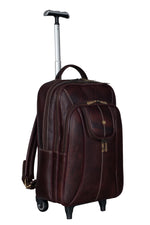 BRAND LEATHER Rolling Backpack Wheeled Laptop Backpack for Travel, Carryon Trolley Luggage Suitcase Compact Business Bag Student Laptop Bag for Men Women fit 16 Inch Notebook