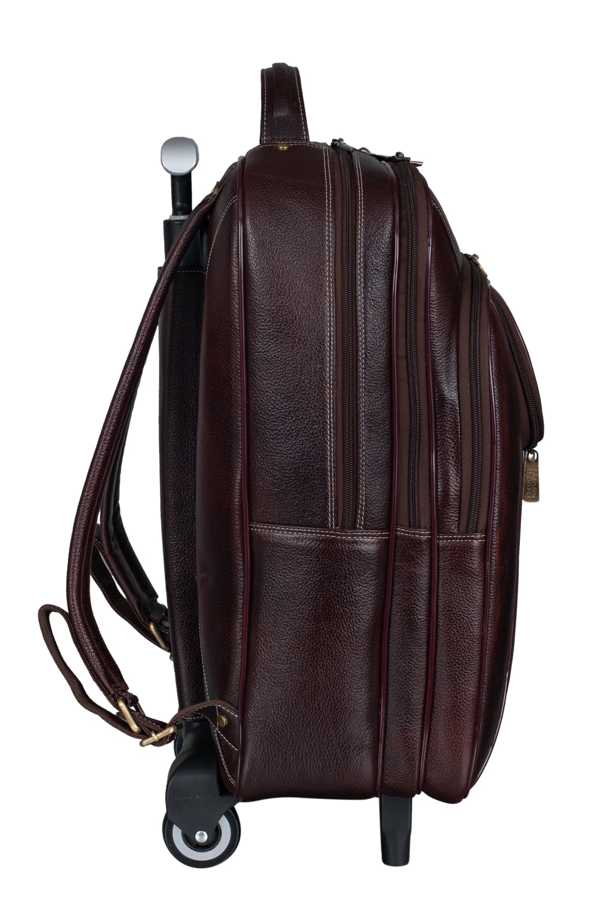 BRAND LEATHER Rolling Backpack Wheeled Laptop Backpack for Travel, Carryon Trolley Luggage Suitcase Compact Business Bag Student Laptop Bag for Men Women fit 16 Inch Notebook