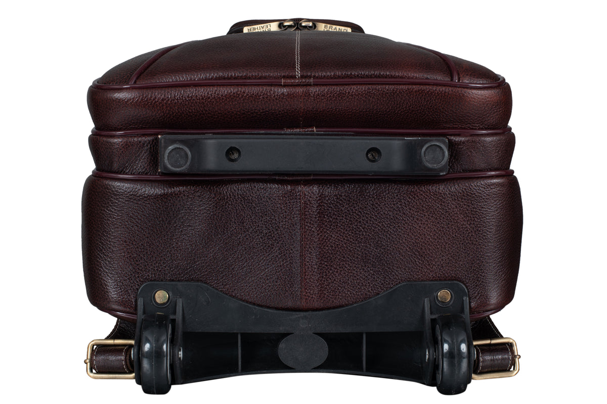 BRAND LEATHER Rolling Backpack Wheeled Laptop Backpack for Travel, Carryon Trolley Luggage Suitcase Compact Business Bag Student Laptop Bag for Men Women fit 16 Inch Notebook