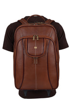 BRAND LEATHER Rolling Backpack Wheeled Laptop Backpack for Travel, Carryon Trolley Luggage Suitcase Compact Business Bag Student Laptop Bag for Men Women fit 16 Inch Notebook