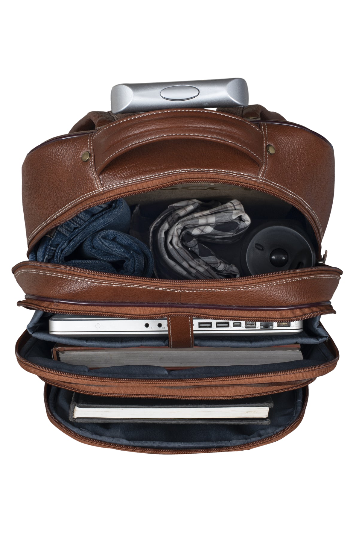 BRAND LEATHER Rolling Backpack Wheeled Laptop Backpack for Travel, Carryon Trolley Luggage Suitcase Compact Business Bag Student Laptop Bag for Men Women fit 16 Inch Notebook