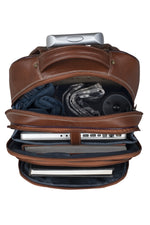 BRAND LEATHER Rolling Backpack Wheeled Laptop Backpack for Travel, Carryon Trolley Luggage Suitcase Compact Business Bag Student Laptop Bag for Men Women fit 16 Inch Notebook