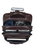 BRAND LEATHER Rolling Backpack Wheeled Laptop Backpack for Travel, Carryon Trolley Luggage Suitcase Compact Business Bag Student Laptop Bag for Men Women fit 16 Inch Notebook