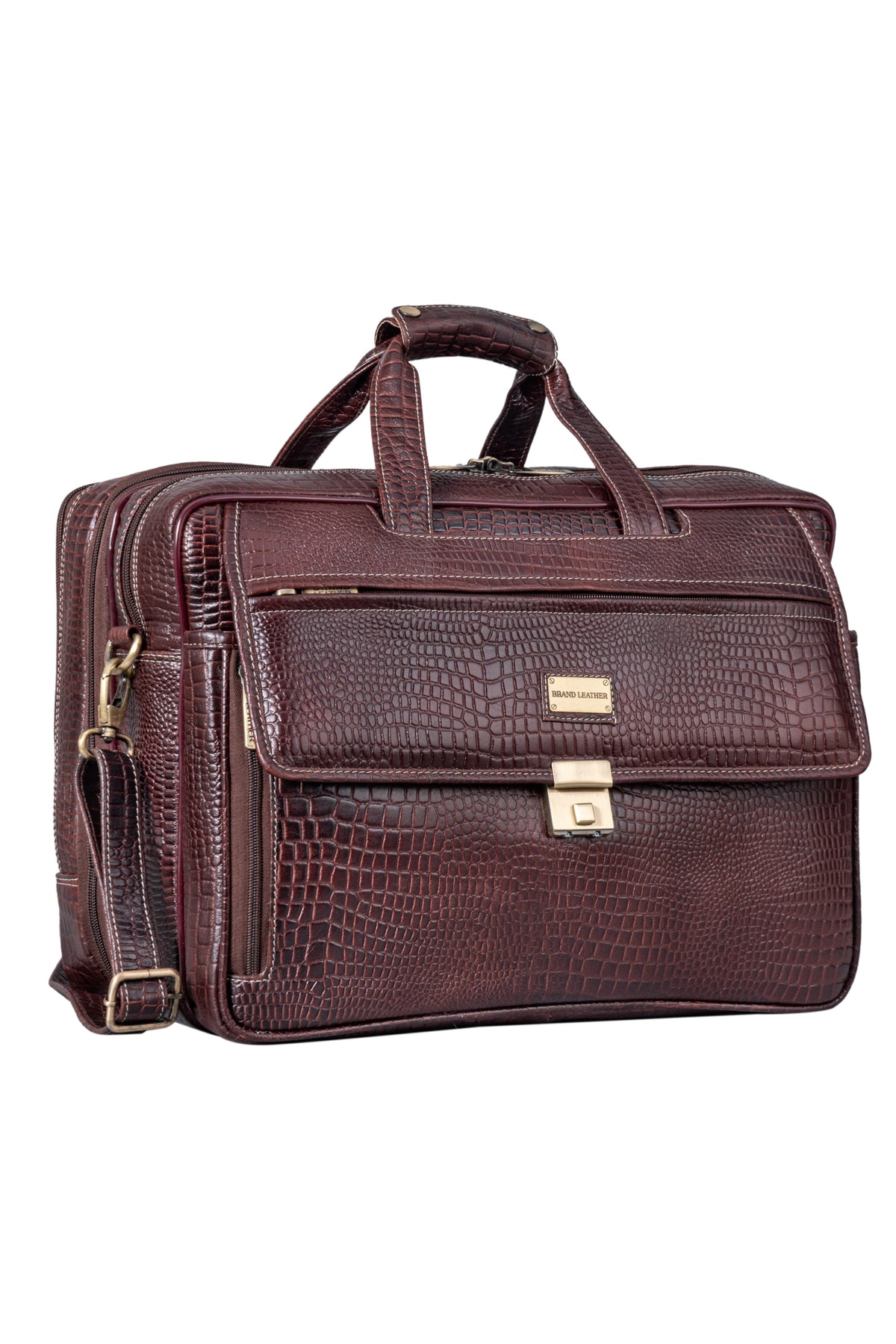 17 inch Genuine Leather Laptop Messenger Bag with Full Expandable With 360 Days Warranty