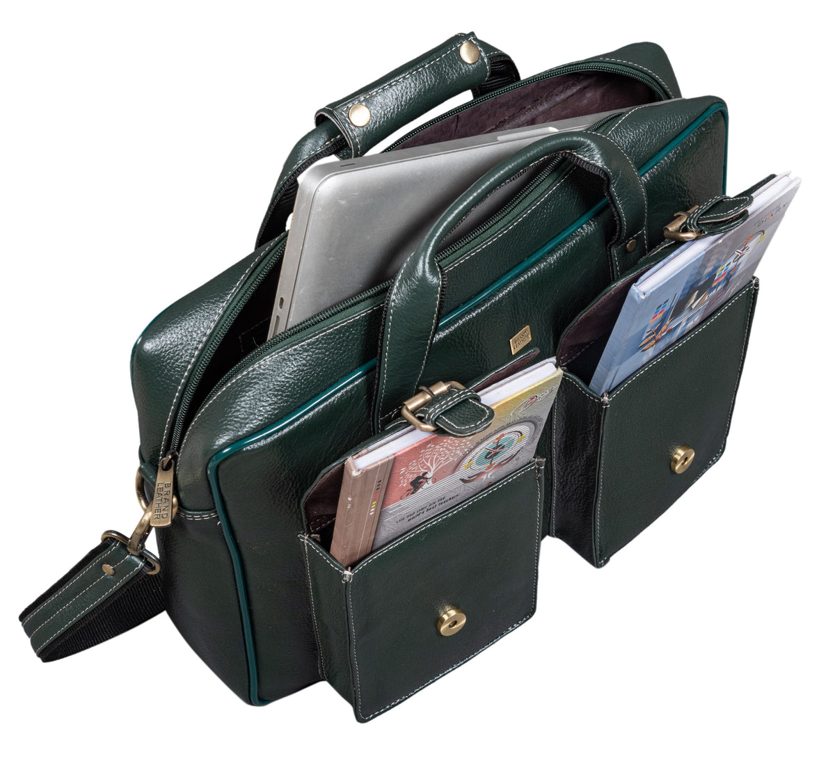 BRAND LEATHER Laptop Bag for Men - Genuine Leather Messenger Bag for Office - Fits up to 16 Inch Laptop -Brown Shoulder Bag with Multiple Compartments - Executive Leather Bag for Work and Travel