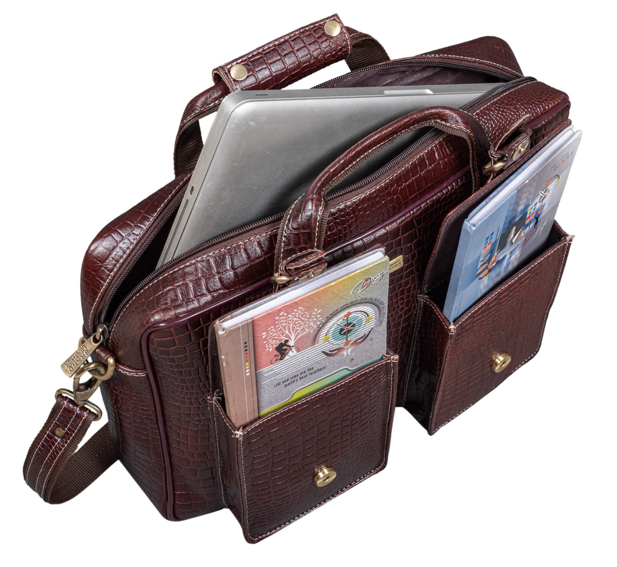 BRAND LEATHER Laptop Bag for Men - Genuine Leather Messenger Bag for Office - Fits up to 16 Inch Laptop -Brown Shoulder Bag with Multiple Compartments - Executive Leather Bag for Work and Travel