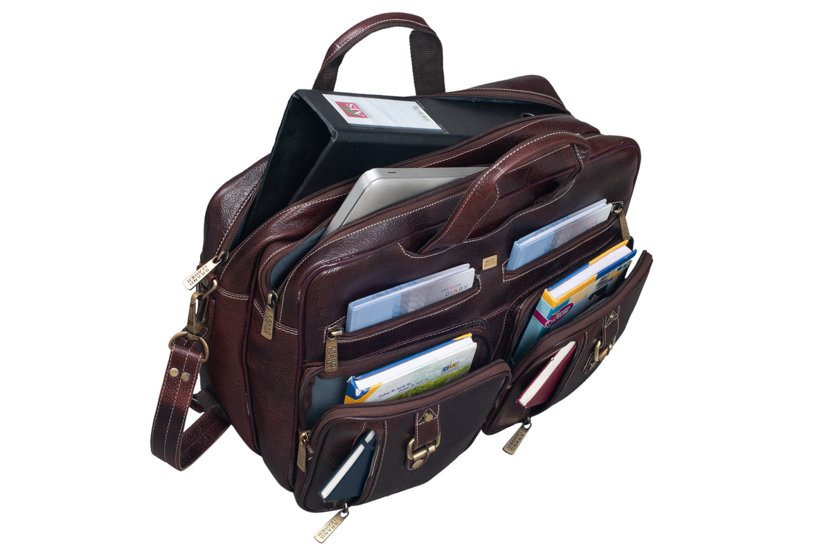 Genuine Leather Convertible Backpack 16" Laptop Messenger Bag Multi-Functional Business Briefcase for Men