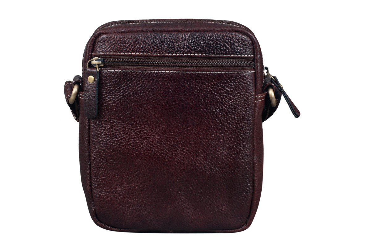 BRAND LEATHER Bombay Brown Leather Cross Body Sling Bag For Unisex
