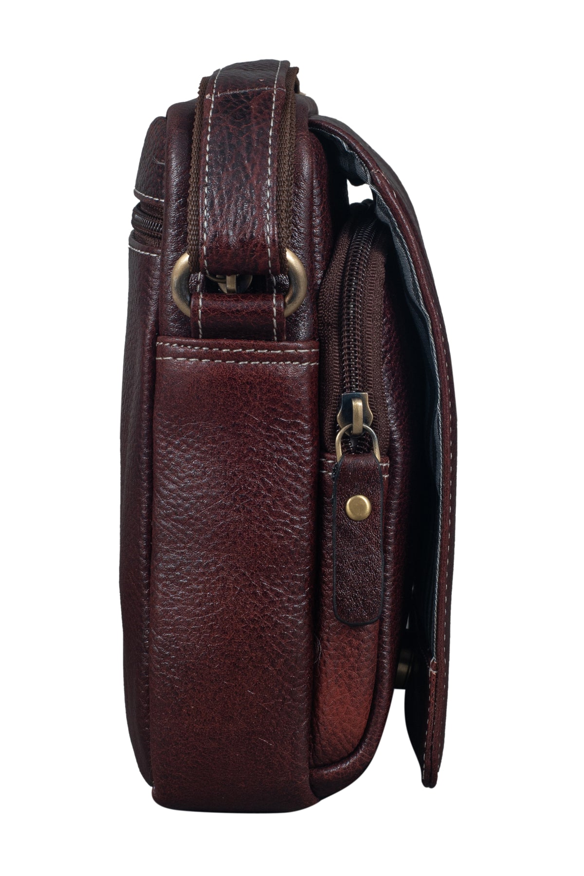 BRAND LEATHER Bombay Brown Leather Cross Body Sling Bag For Unisex