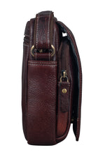 BRAND LEATHER Bombay Brown Leather Cross Body Sling Bag For Unisex