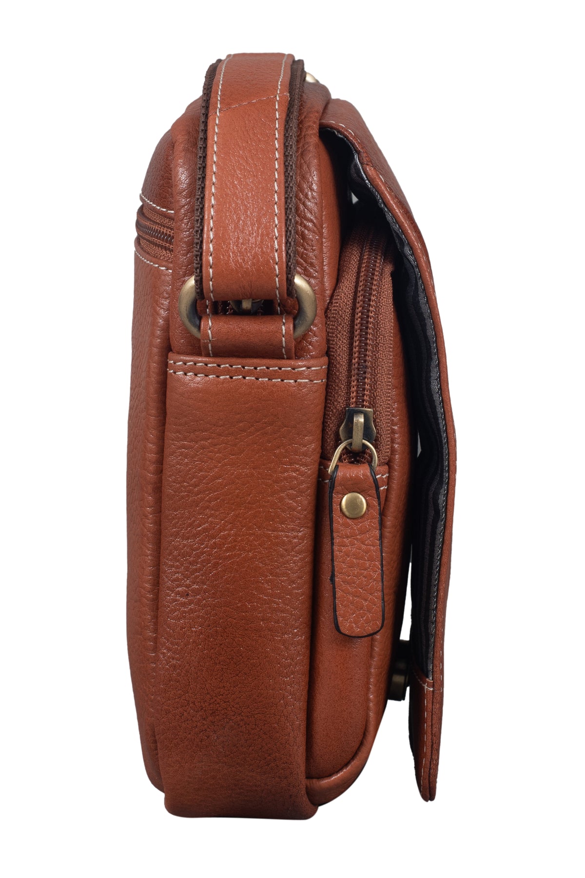 BRAND LEATHER Bombay Brown Leather Cross Body Sling Bag For Unisex