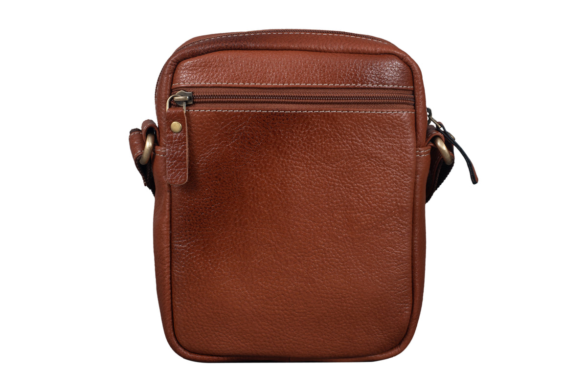 BRAND LEATHER Bombay Brown Leather Cross Body Sling Bag For Unisex
