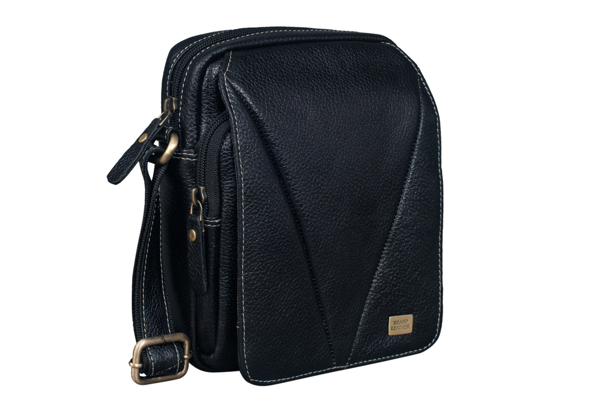 BRAND LEATHER Bombay Brown Leather Cross Body Sling Bag For Unisex