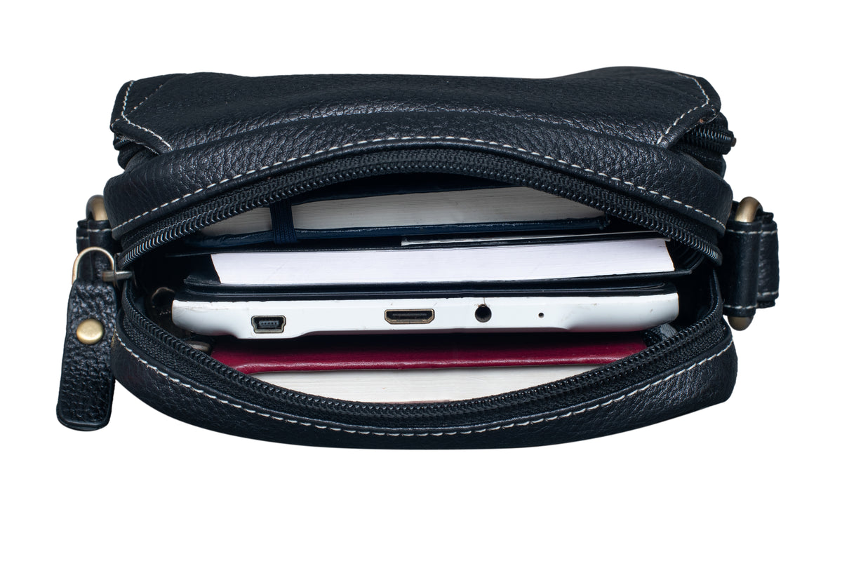 BRAND LEATHER Bombay Brown Leather Cross Body Sling Bag For Unisex