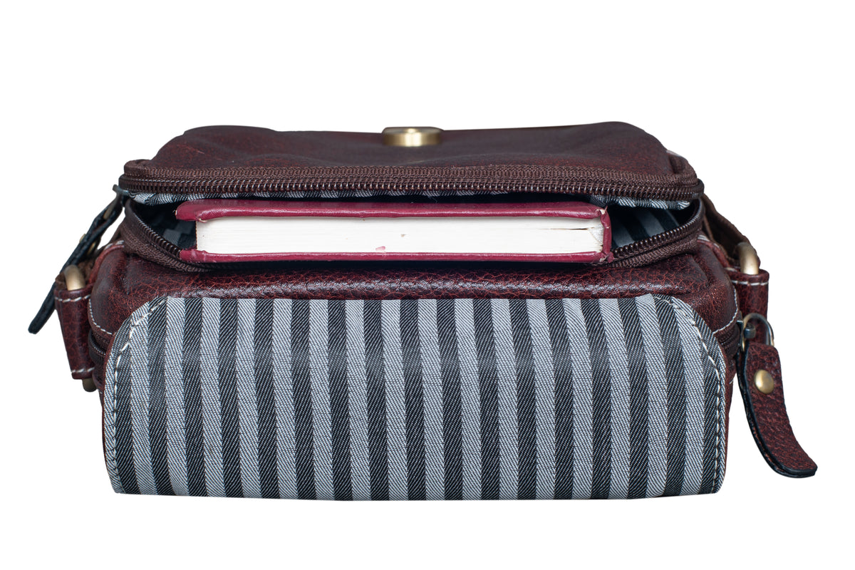 BRAND LEATHER Bombay Brown Leather Cross Body Sling Bag For Unisex