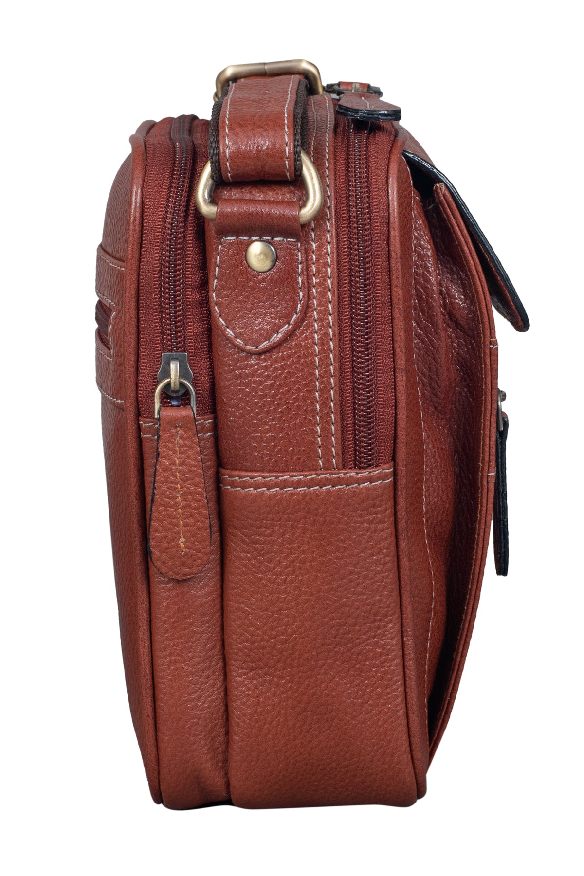 BRAND LEATHER Bombay Brown Leather Cross Body Sling Bag For Unisex