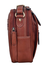 BRAND LEATHER Bombay Brown Leather Cross Body Sling Bag For Unisex
