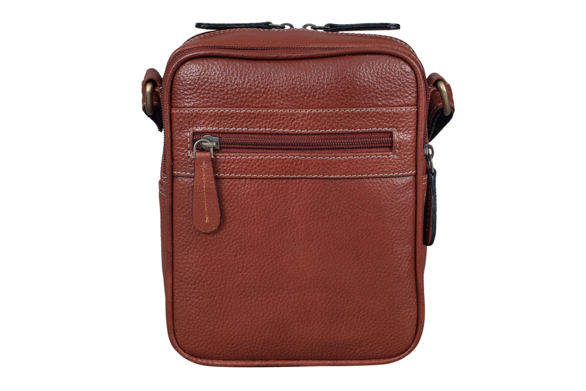 BRAND LEATHER Bombay Brown Leather Cross Body Sling Bag For Unisex