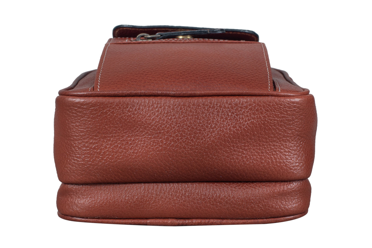 BRAND LEATHER Bombay Brown Leather Cross Body Sling Bag For Unisex