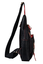 BRAND LEATHER Men's Genuine Leather Sling Chest Bag Casual Shoulder Daypack's