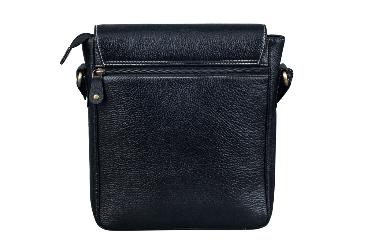 BRAND LEATHER Genuine Leather Sling Bag for Men - Crossbody One Side Bag with Multiple Pockets, Adjustable Shoulder Straps - Messenger Bag Ideal for Travel and Office Use, 1-Year Warranty