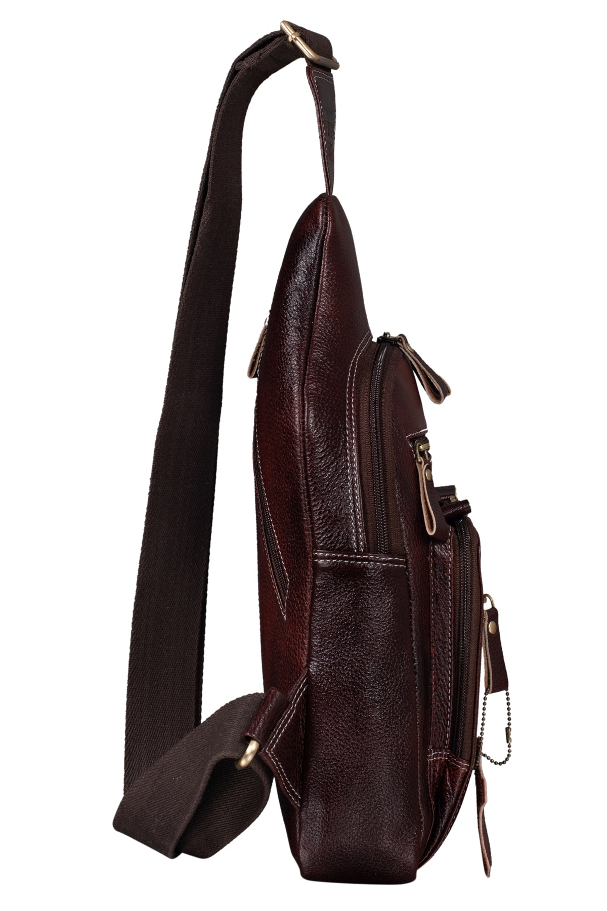 BRAND LEATHER Men's Genuine Leather Sling Chest Bag Casual Shoulder Daypack's