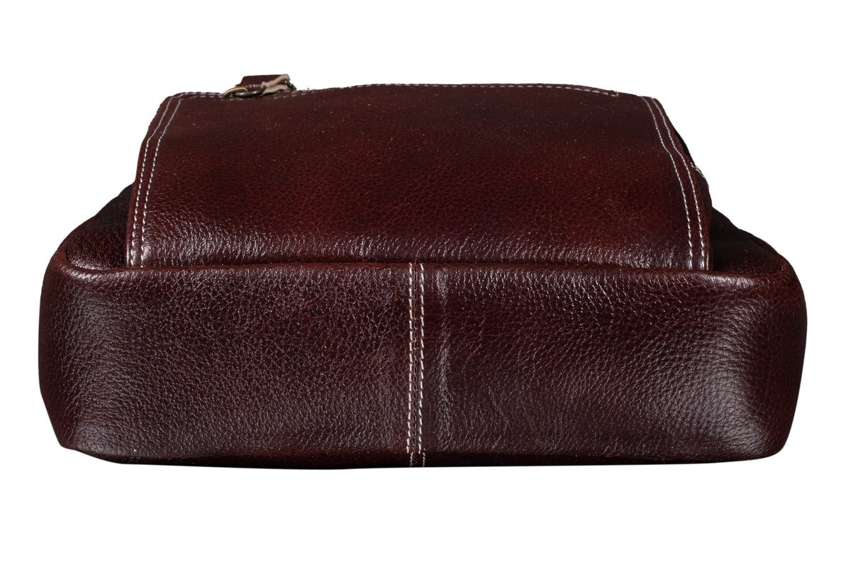 BRAND LEATHER Men's Genuine Leather Sling Chest Bag Casual Shoulder Daypack's