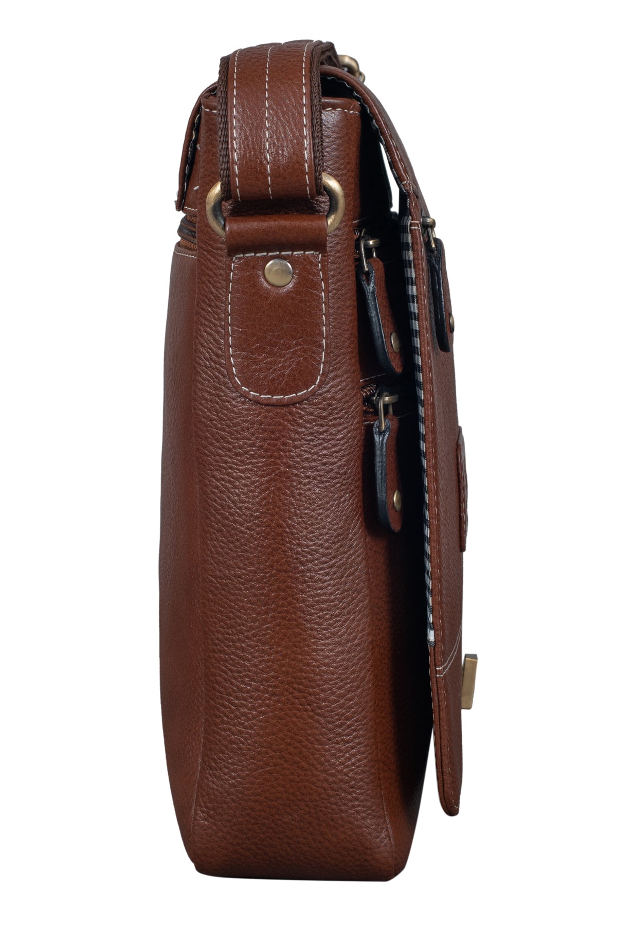 BRAND LEATHER Genuine Leather Sling Bag for Men - Crossbody One Side Bag with Multiple Pockets, Adjustable Shoulder Straps - Messenger Bag Ideal for Travel and Office Use, 1-Year Warranty