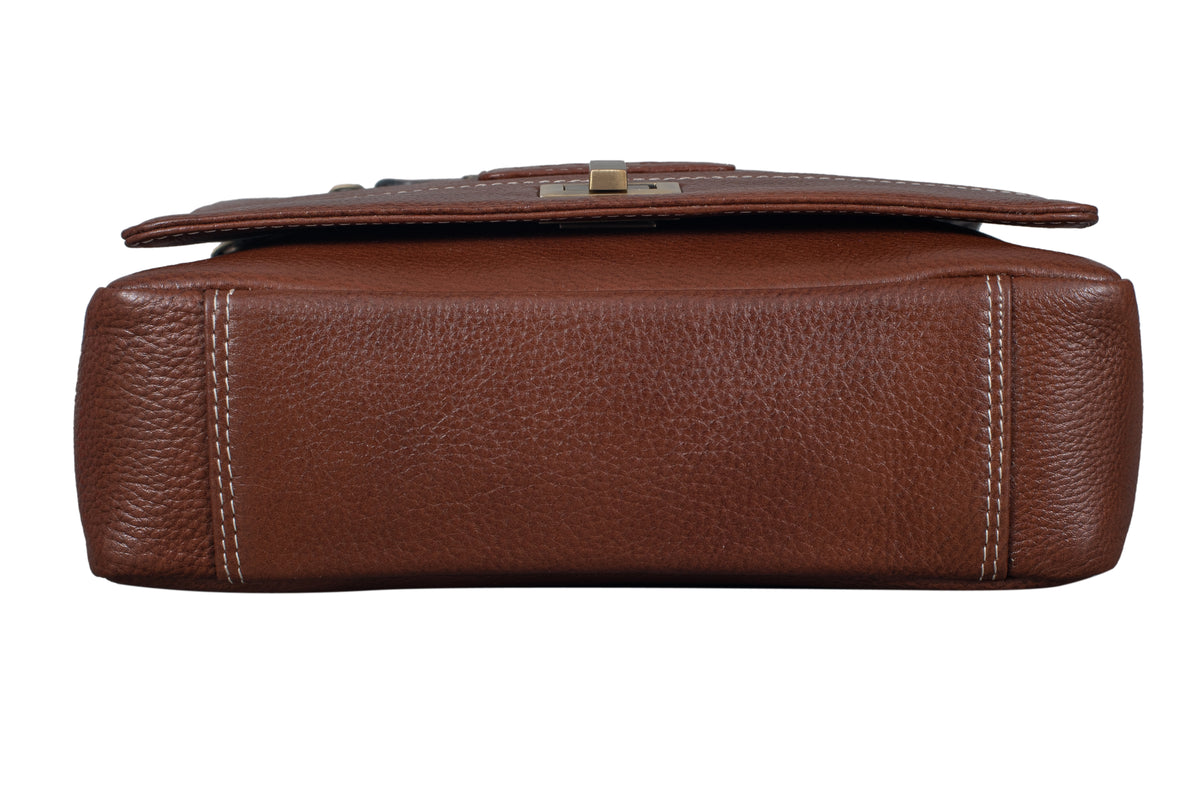 BRAND LEATHER Genuine Leather Sling Bag for Men - Crossbody One Side Bag with Multiple Pockets, Adjustable Shoulder Straps - Messenger Bag Ideal for Travel and Office Use, 1-Year Warranty