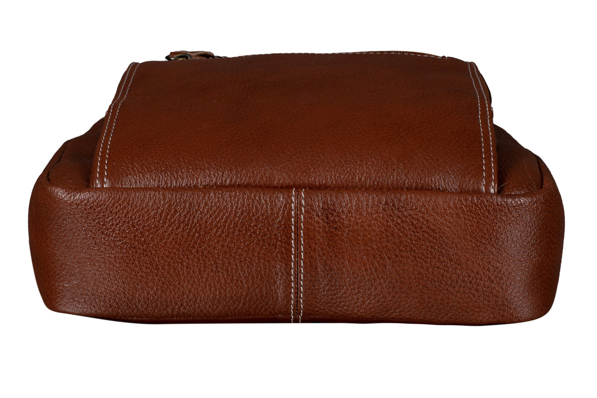 BRAND LEATHER Men's Genuine Leather Sling Chest Bag Casual Shoulder Daypack's