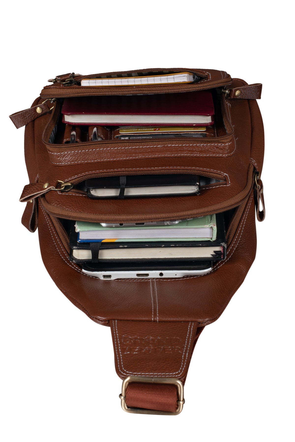 BRAND LEATHER Men's Genuine Leather Sling Chest Bag Casual Shoulder Daypack's