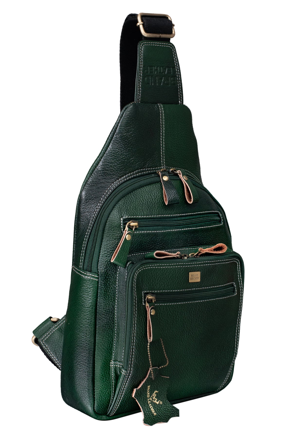 BRAND LEATHER Men's Genuine Leather Sling Chest Bag Casual Shoulder Daypack's