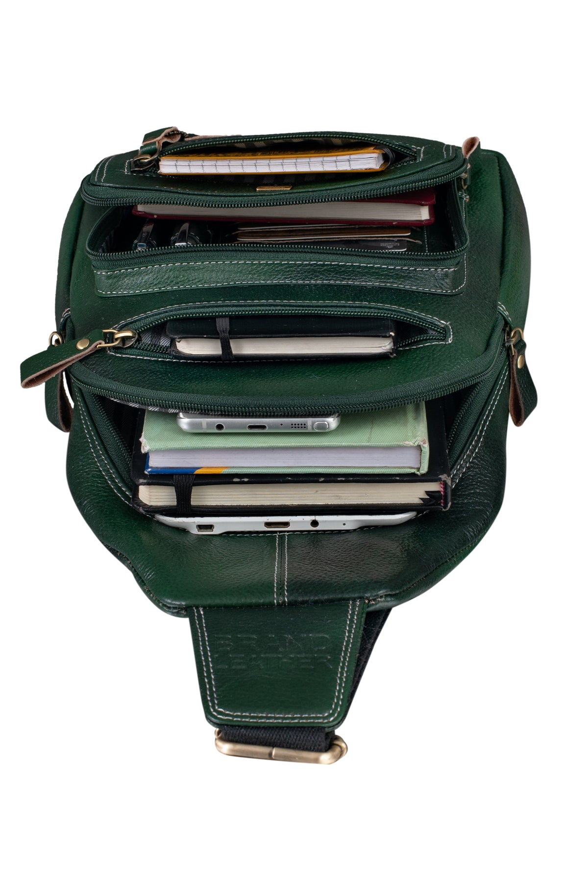 BRAND LEATHER Men's Genuine Leather Sling Chest Bag Casual Shoulder Daypack's