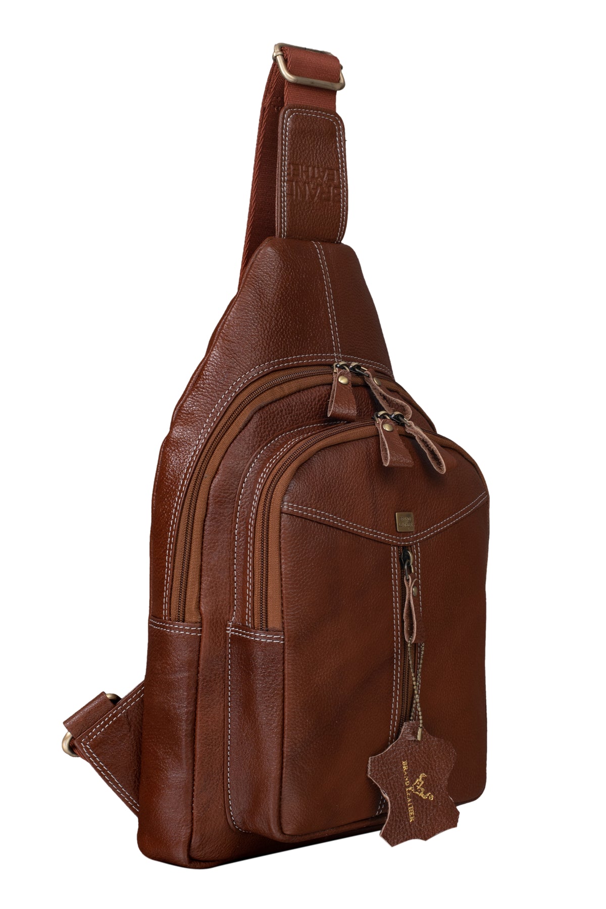 BRAND LEATHER Men's Genuine Leather Sling Chest Bag Casual Shoulder Daypack's
