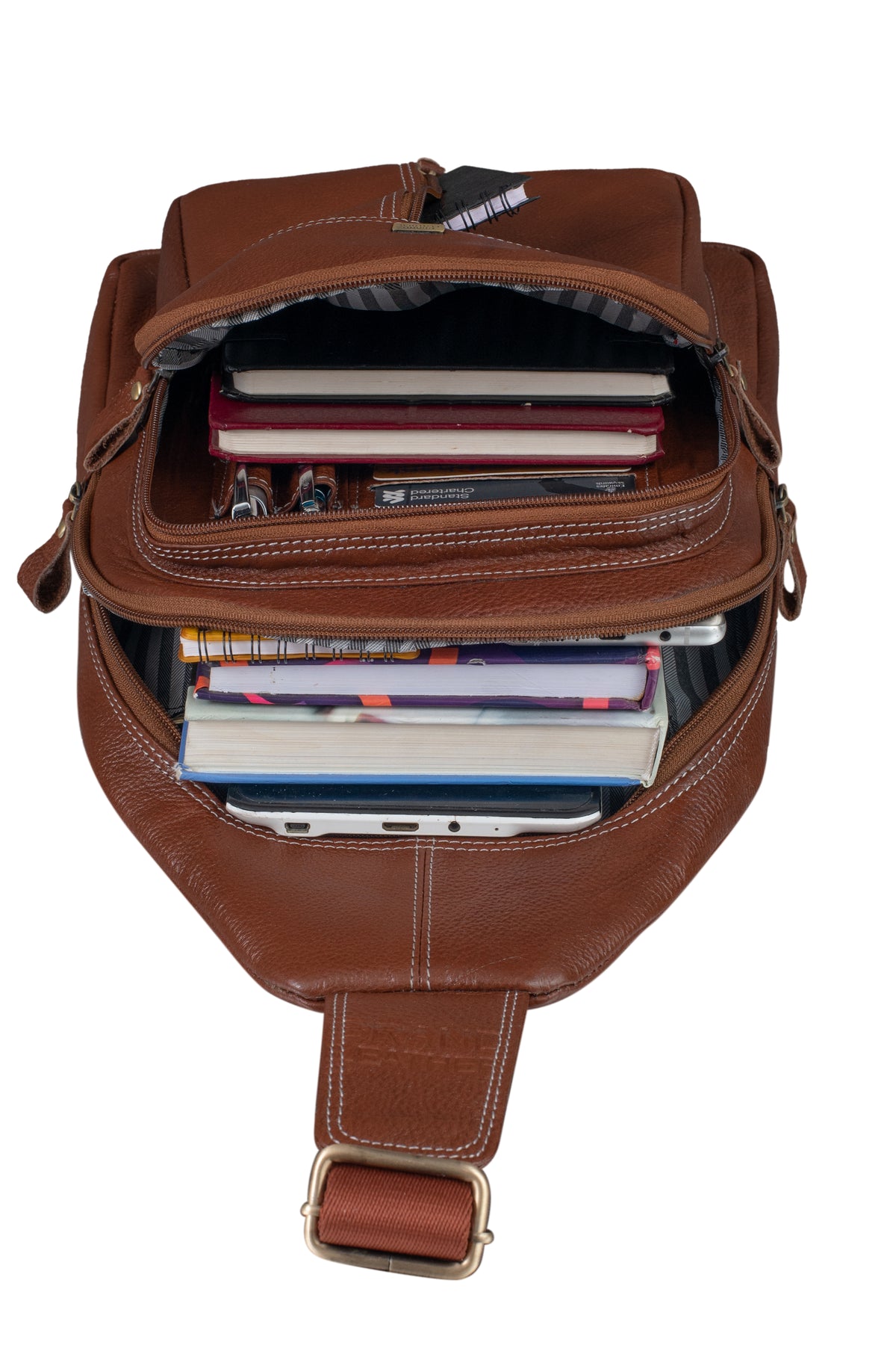 BRAND LEATHER Men's Genuine Leather Sling Chest Bag Casual Shoulder Daypack's