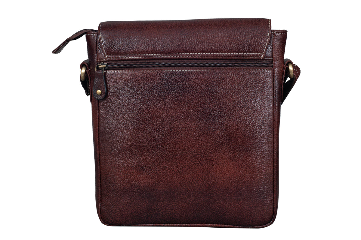 BRAND LEATHER Genuine Leather Sling Bag for Men - Crossbody One Side Bag with Multiple Pockets, Adjustable Shoulder Straps - Messenger Bag Ideal for Travel and Office Use, 1-Year Warranty