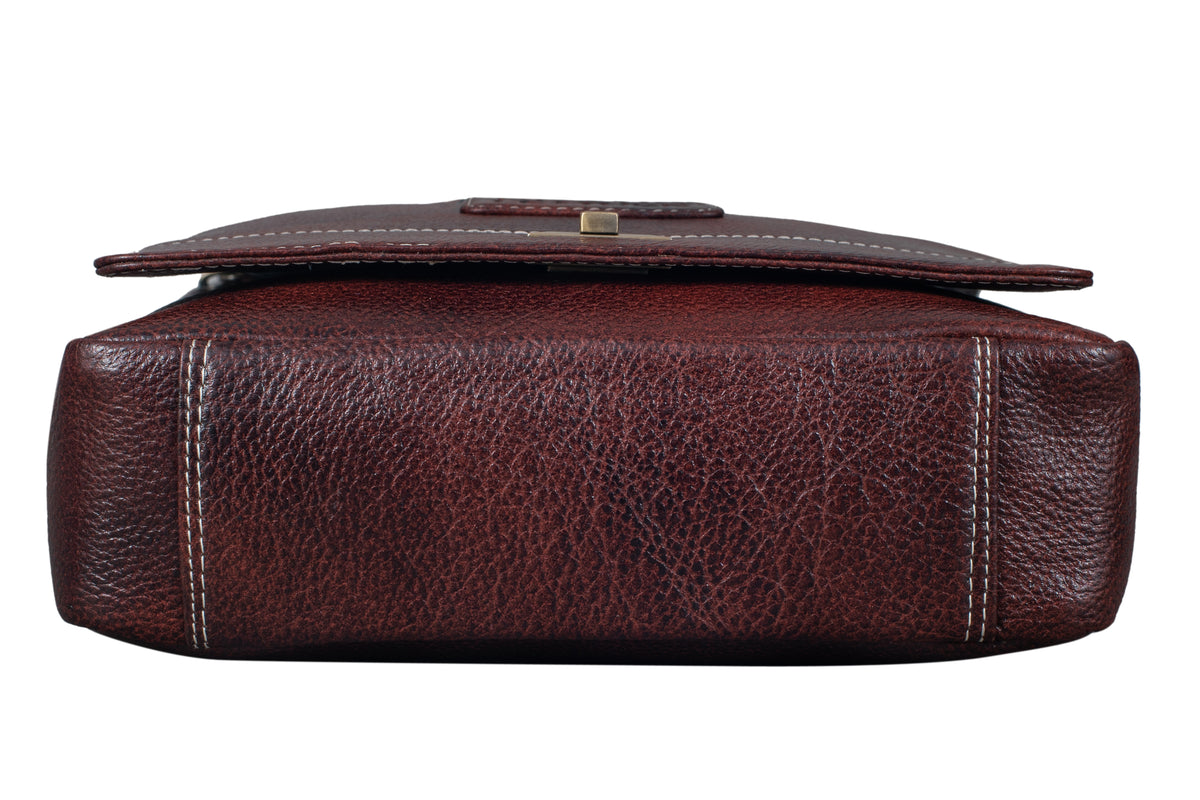 BRAND LEATHER Genuine Leather Sling Bag for Men - Crossbody One Side Bag with Multiple Pockets, Adjustable Shoulder Straps - Messenger Bag Ideal for Travel and Office Use, 1-Year Warranty