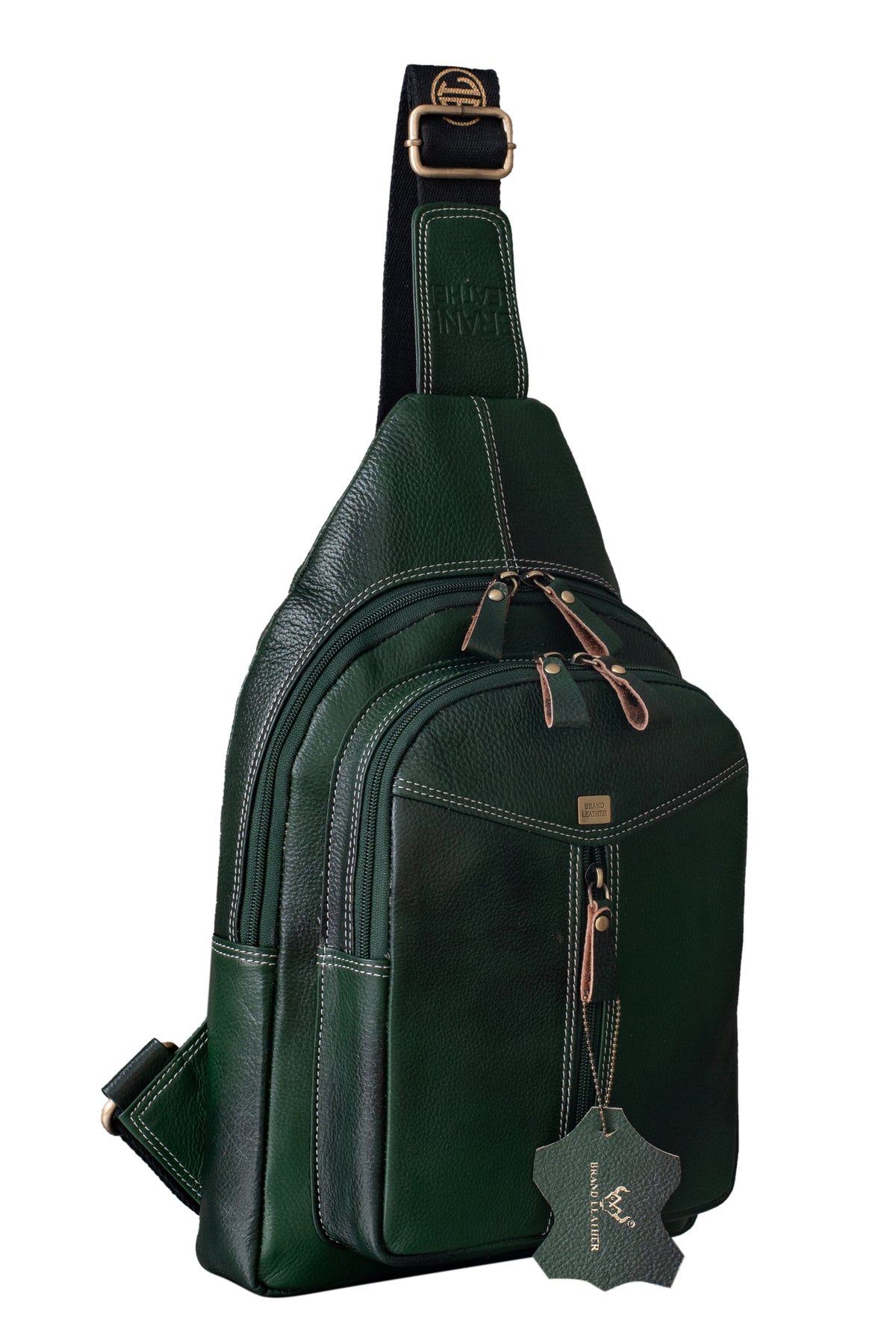 BRAND LEATHER Men's Genuine Leather Sling Chest Bag Casual Shoulder Daypack's