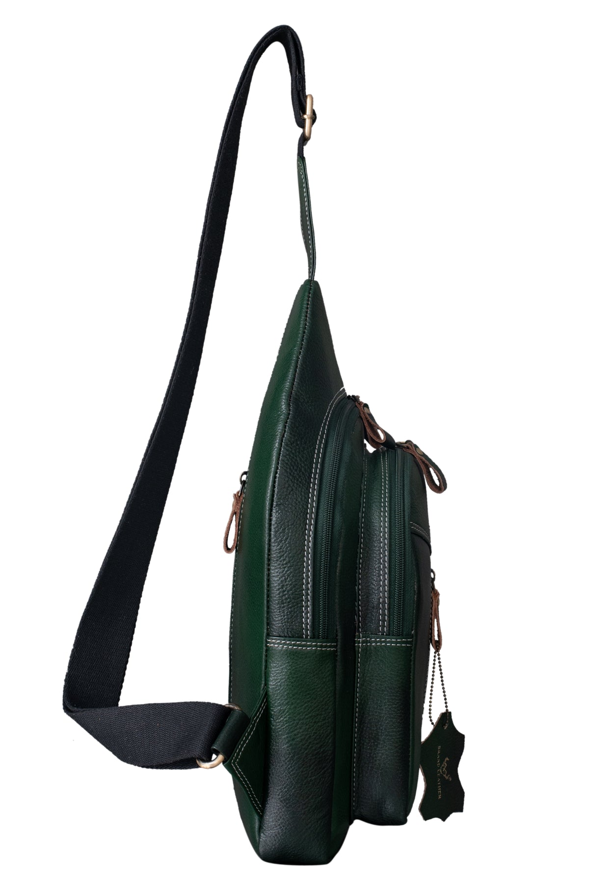 BRAND LEATHER Men's Genuine Leather Sling Chest Bag Casual Shoulder Daypack's