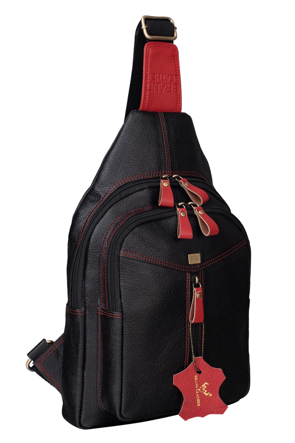 BRAND LEATHER Men's Genuine Leather Sling Chest Bag Casual Shoulder Daypack's