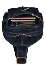 BRAND LEATHER Men's Genuine Leather Sling Chest Bag Casual Shoulder Daypack's