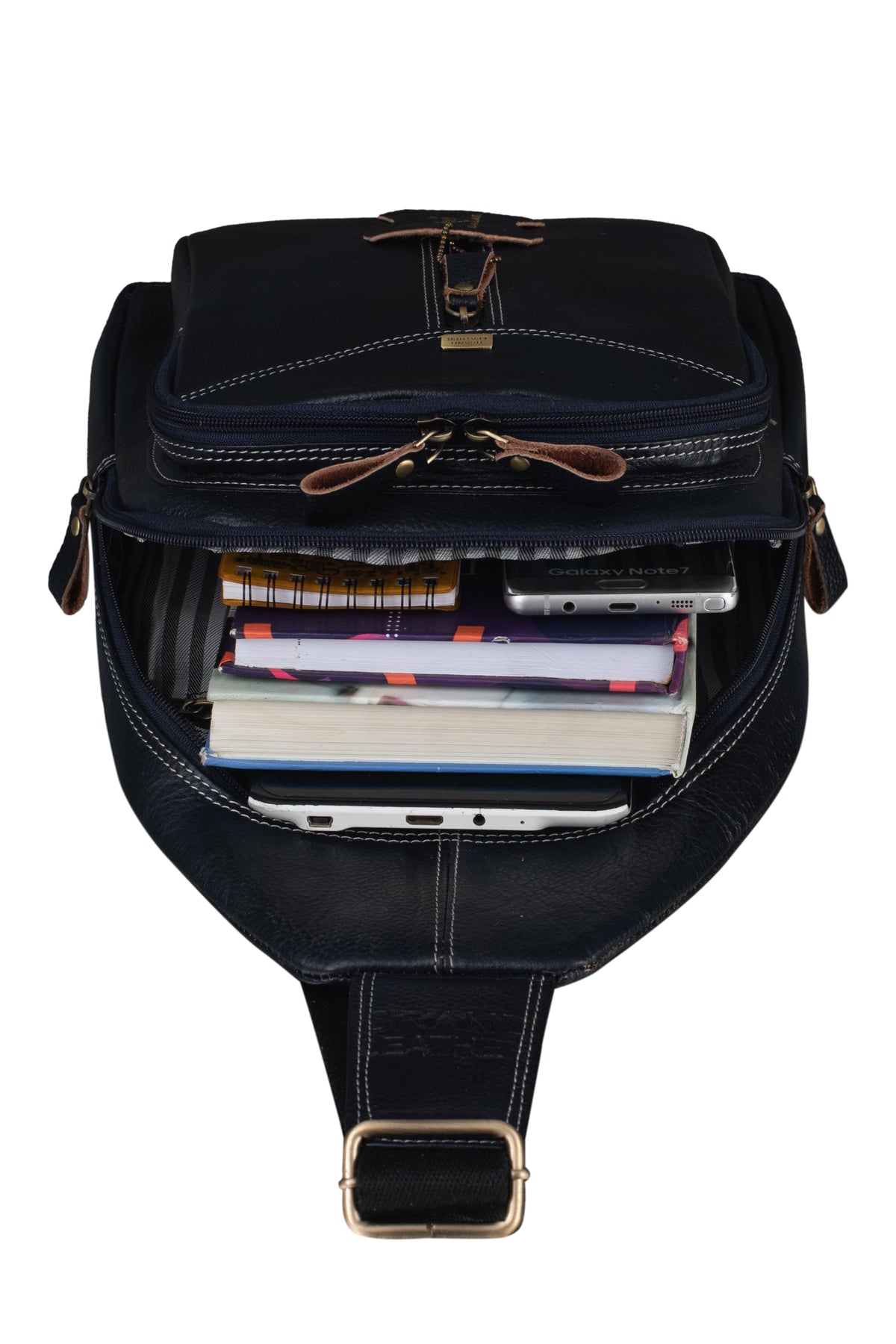 BRAND LEATHER Men's Genuine Leather Sling Chest Bag Casual Shoulder Daypack's