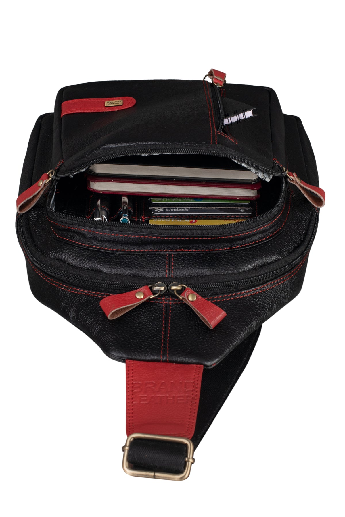 BRAND LEATHER Men's Genuine Leather Sling Chest Bag Casual Shoulder Daypack's