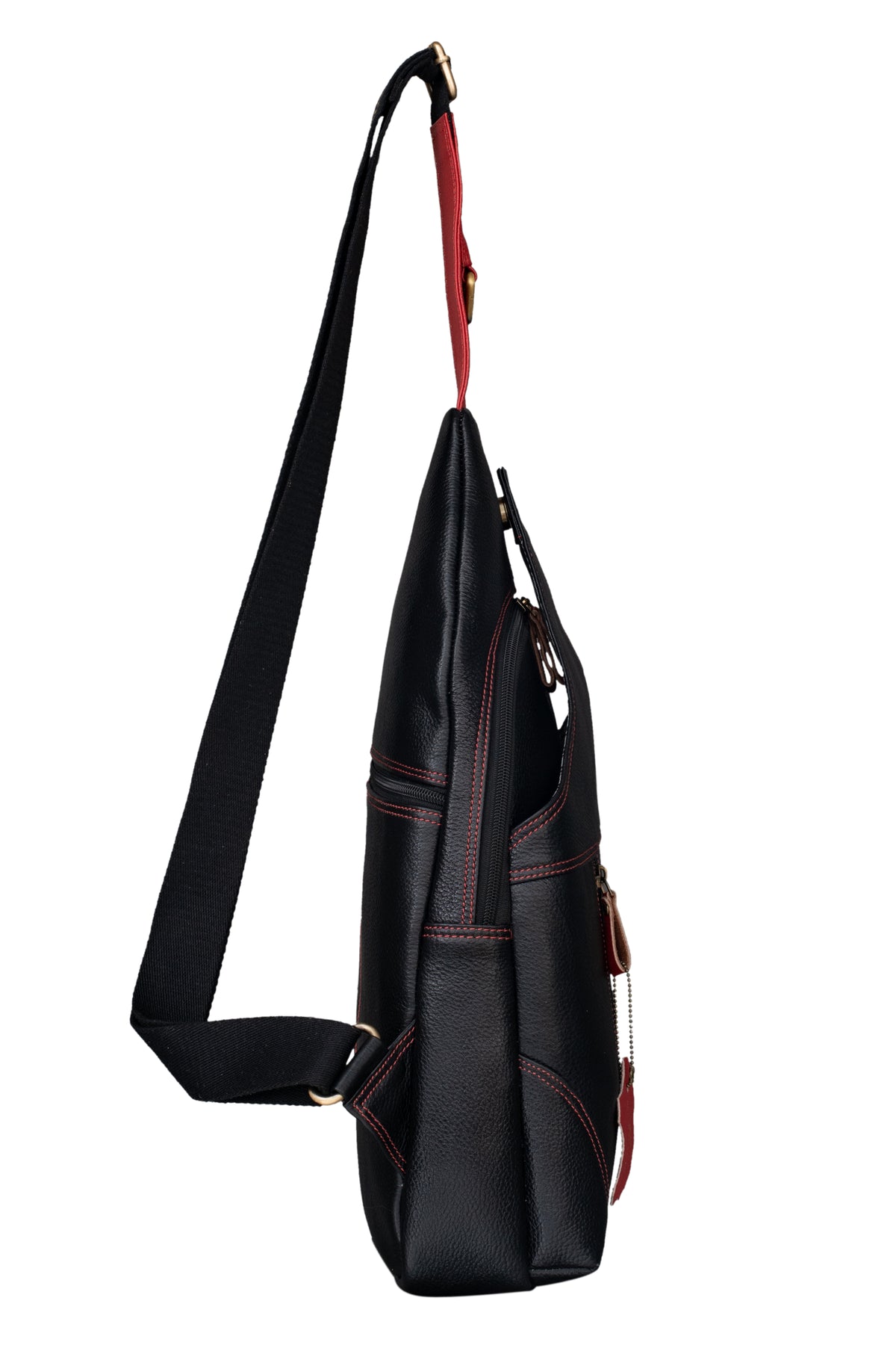 BRAND LEATHER Men's Genuine Leather Sling Chest Bag Casual Shoulder Daypack's