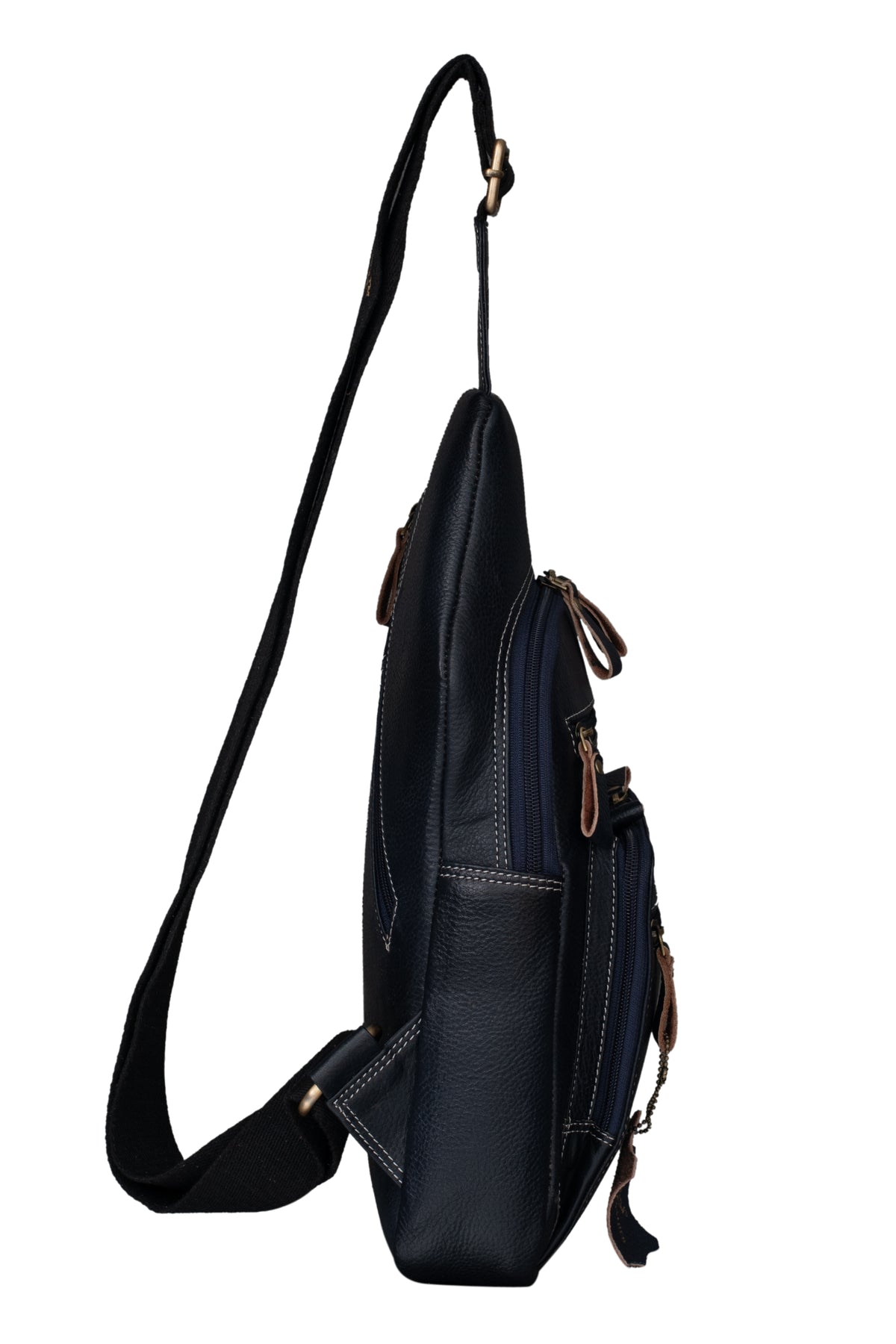 BRAND LEATHER Men's Genuine Leather Sling Chest Bag Casual Shoulder Daypack's