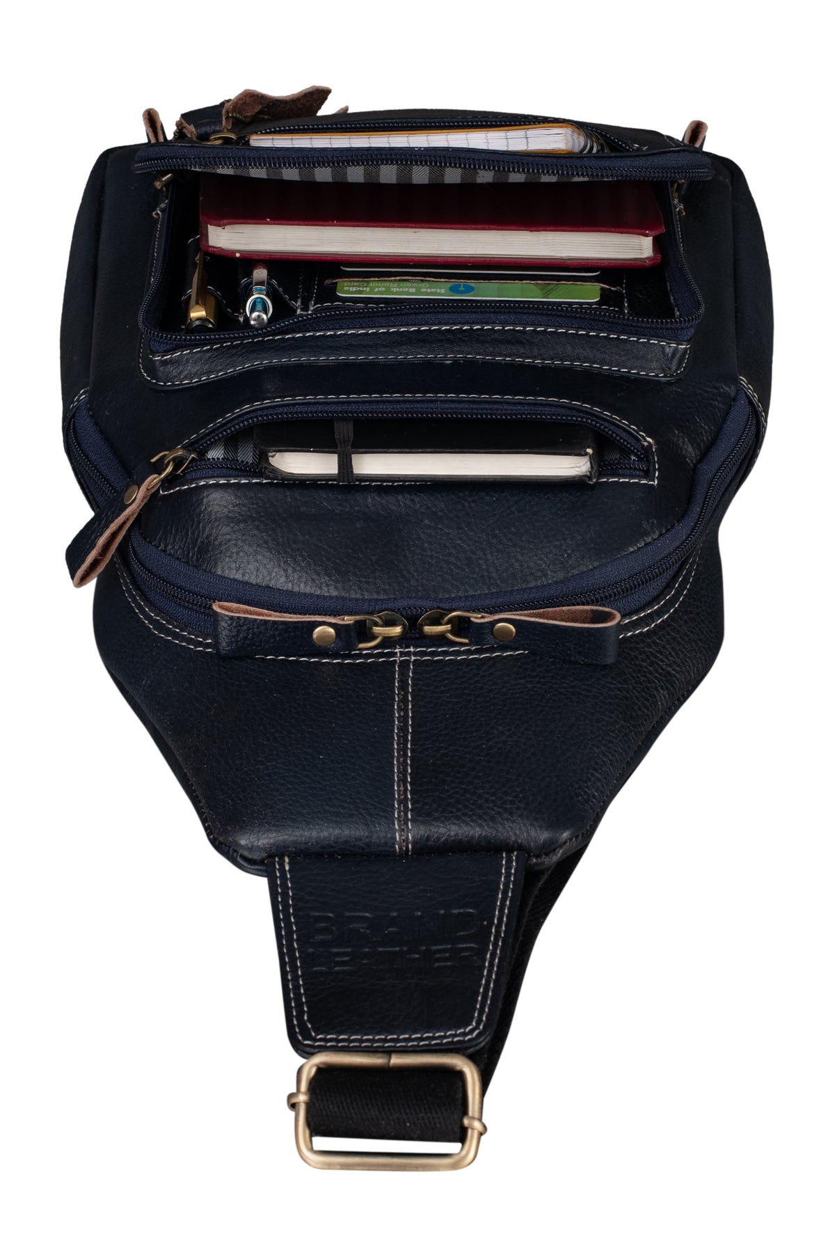 BRAND LEATHER Men's Genuine Leather Sling Chest Bag Casual Shoulder Daypack's