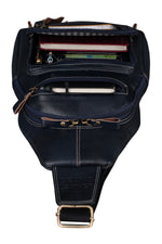 BRAND LEATHER Men's Genuine Leather Sling Chest Bag Casual Shoulder Daypack's