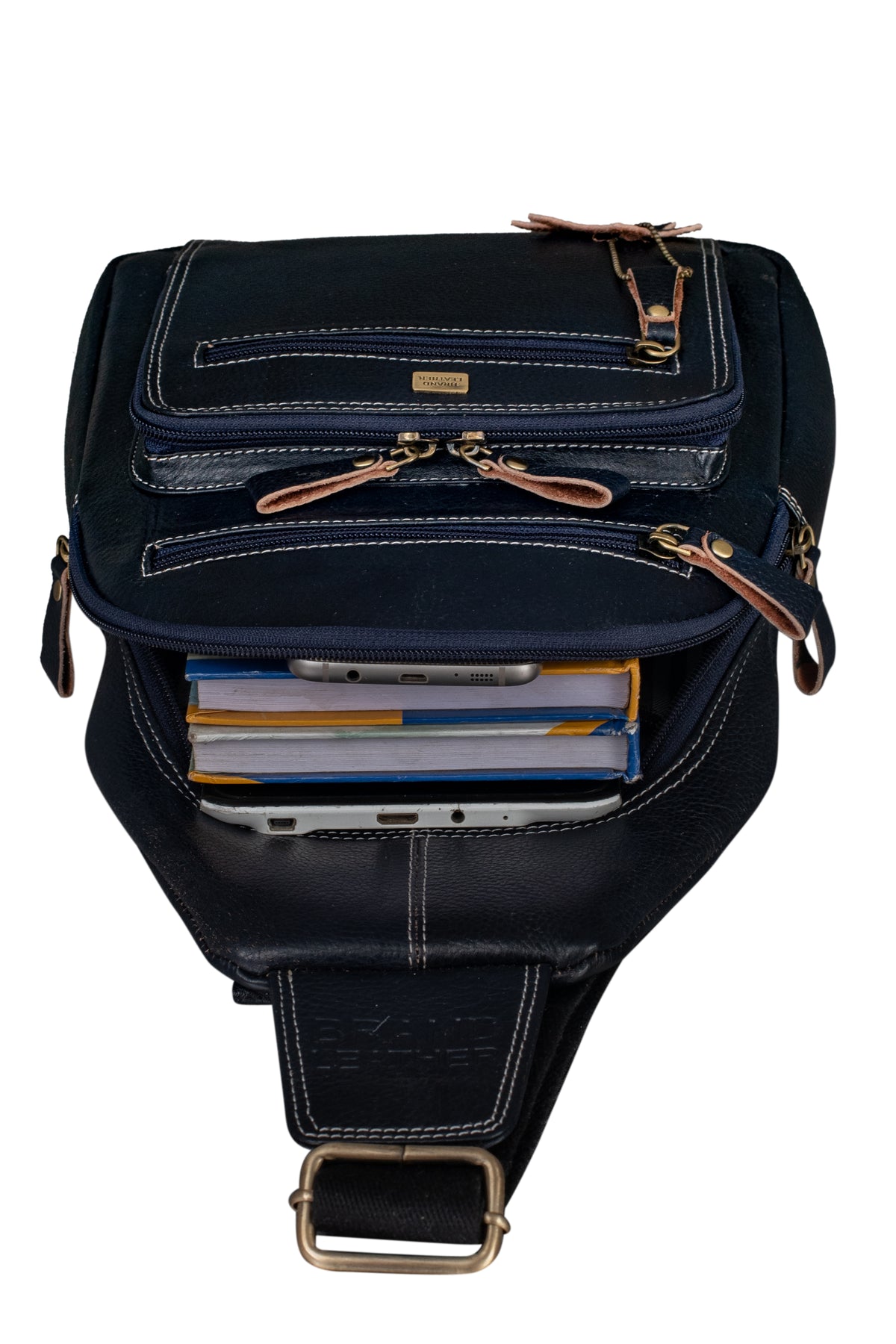 BRAND LEATHER Men's Genuine Leather Sling Chest Bag Casual Shoulder Daypack's